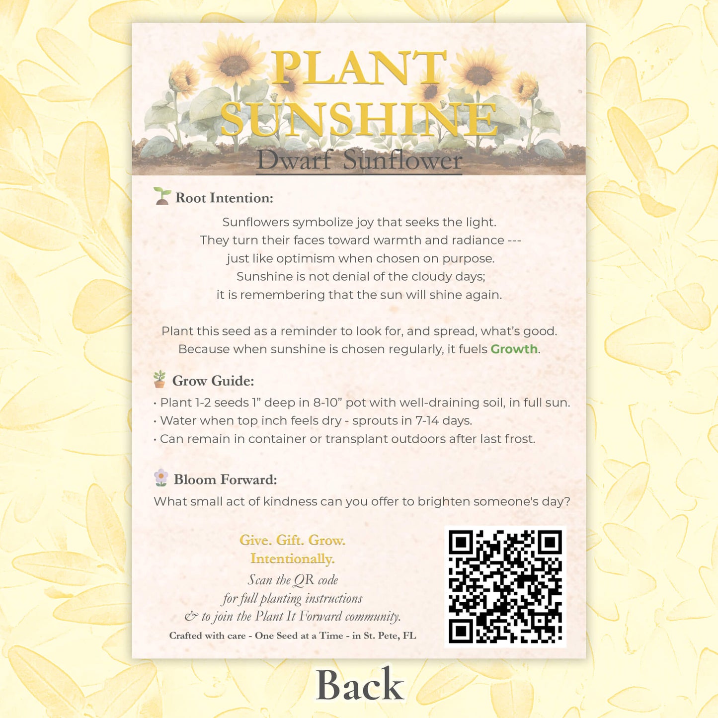 Plant Sunshine - Card Back
