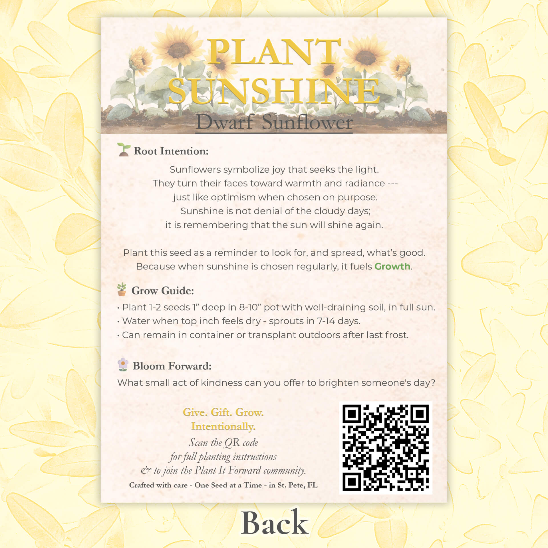 Plant Sunshine - Card Back